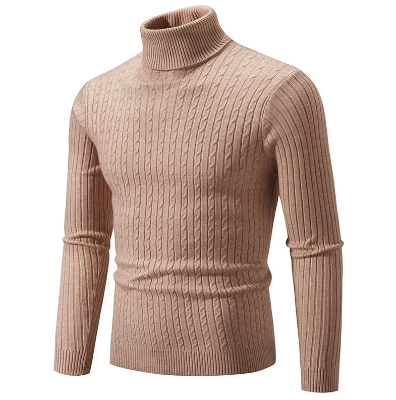 Winter High Neck Thick Warm Sweater Men Turtleneck Brand Mens Sweaters Slim Fit Pullover Men Knitwear Male Double Collar