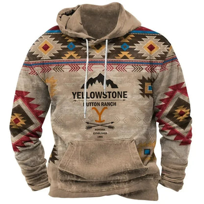 Vintage Hoodies Yellowstone 3d Printed Autumn Hooded Sweatshirt Casual Streetwear Unisex Pullovers Fashion Plus Size Tracksuit