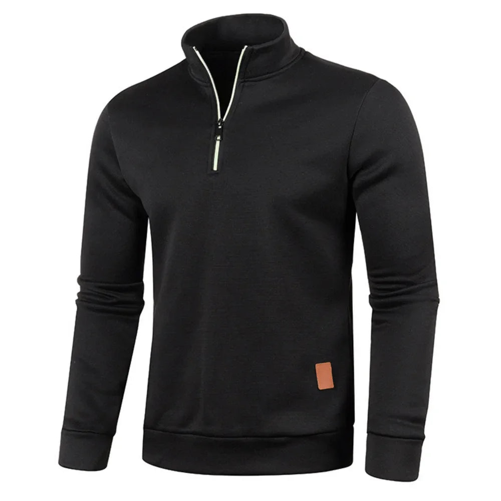 Men Sweatshirts Spring Autumn Pullover Half Zipper Pullover for Male Hoody Outdoor Sweatshit Solid Color Stand Collar