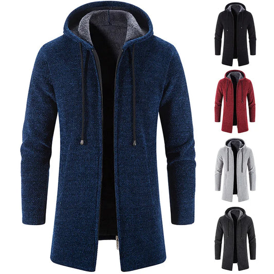 Men's Sweaters Coat Autumn Winter New Hot Warm Zipper Medium Long Cardigan Sweaters Man Casual Knitwear Sweatercoat mens clothes