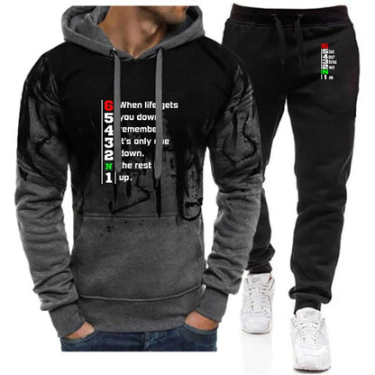 2025 Spring Autumn Men Manual Transmission 1N23456 Motorcycle Logo Print Popular Gradient Color Hoodies+Drawstring Sweatpant Set