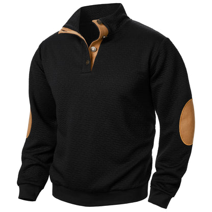 Autumn and winter men's jacquard stand collar long sleeve casual hoodie top