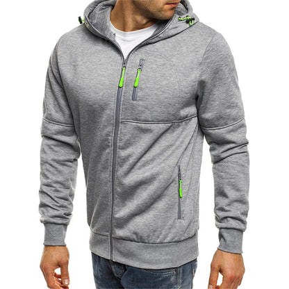 Solid color men's hooded jacket Casual long-sleeved hoodie Zipper Gym sports hoodie Spring Fall