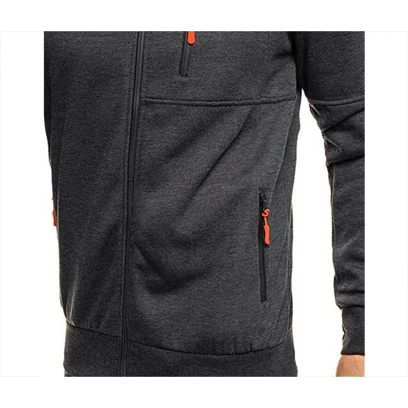 Solid color men's hooded jacket Casual long-sleeved hoodie Zipper Gym sports hoodie Spring Fall